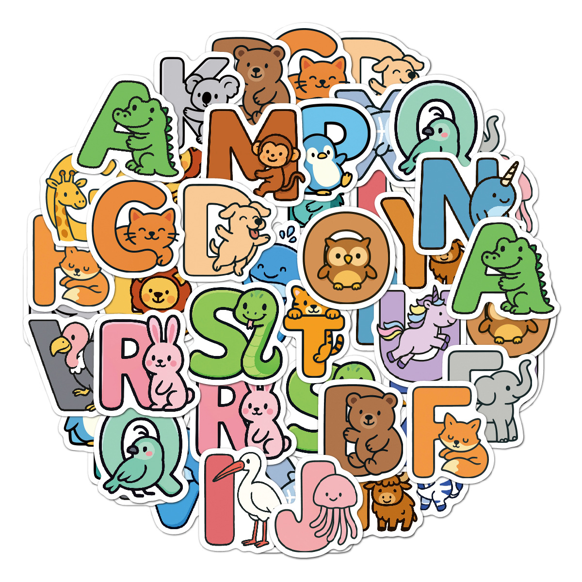 Kids Toys Learning - Animal Alphabet Stickers Waterproof Self Adhesive