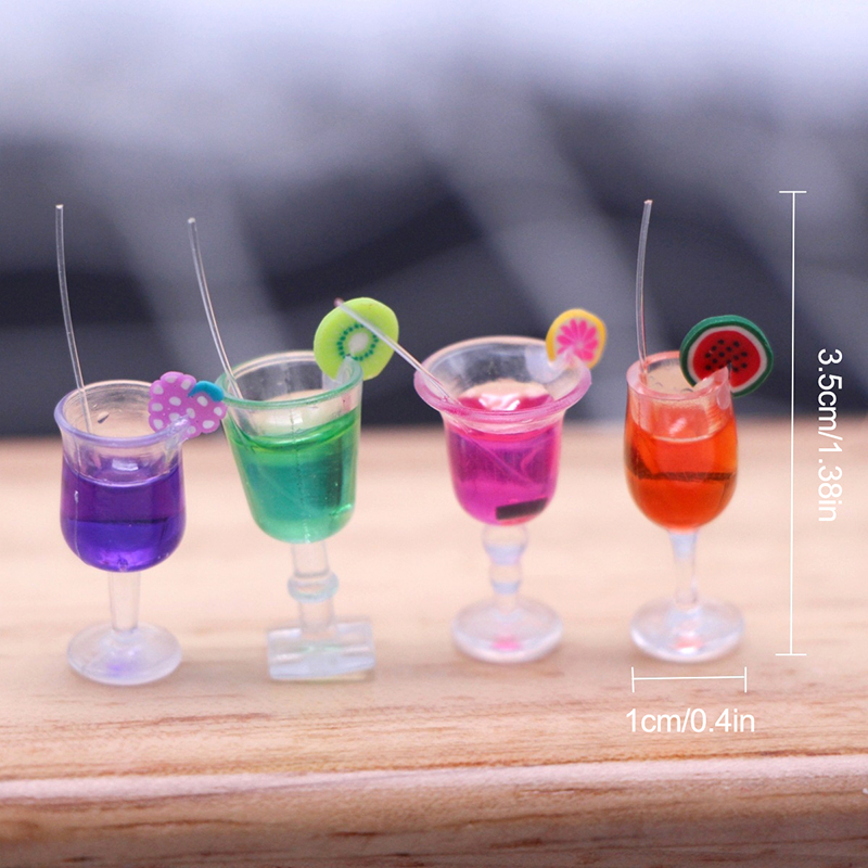 Kids Toys House - 4Pcs 1:6 Dollhouse Miniature Fruit Cocktail