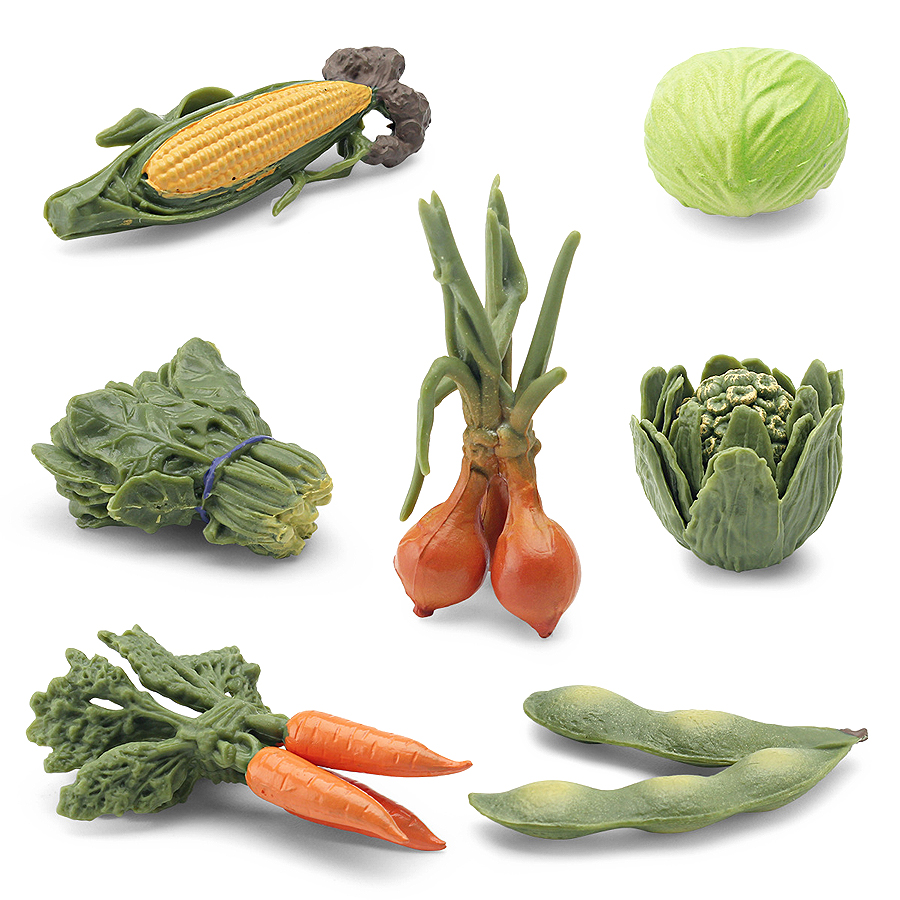 Kids Toys Learning - Realistic Vegetables Model Figures Cabbage, Carrot,Onion,Spinach,Corn,Butterbur,Soybean