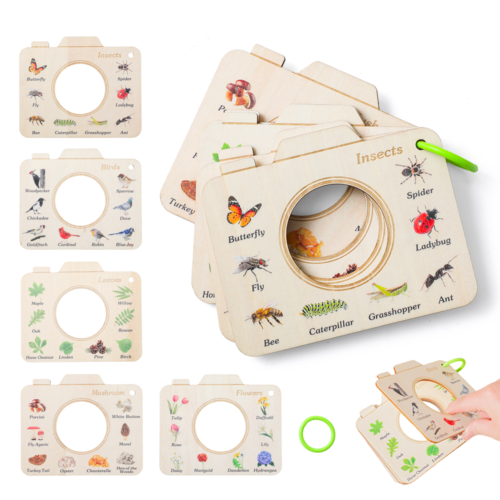 Kids Toys Learning - Wooden Camera Shape Nature Cognitive Book