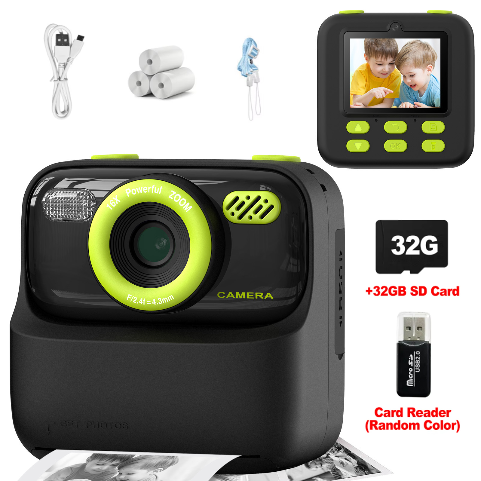 Toys For Kids Video - Kids Instant Print Camera 32GB 1080P