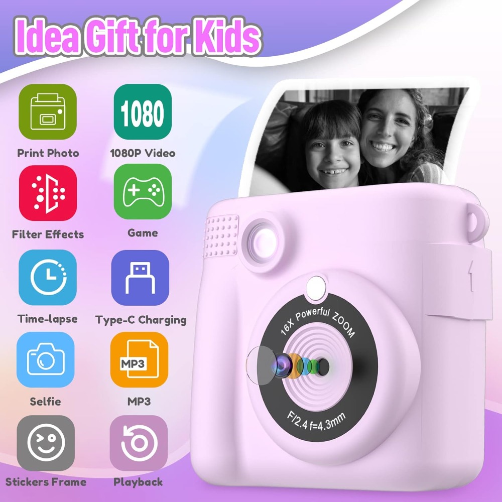 Instant Print Camera for Kids, - Toys For Kids Video review and price