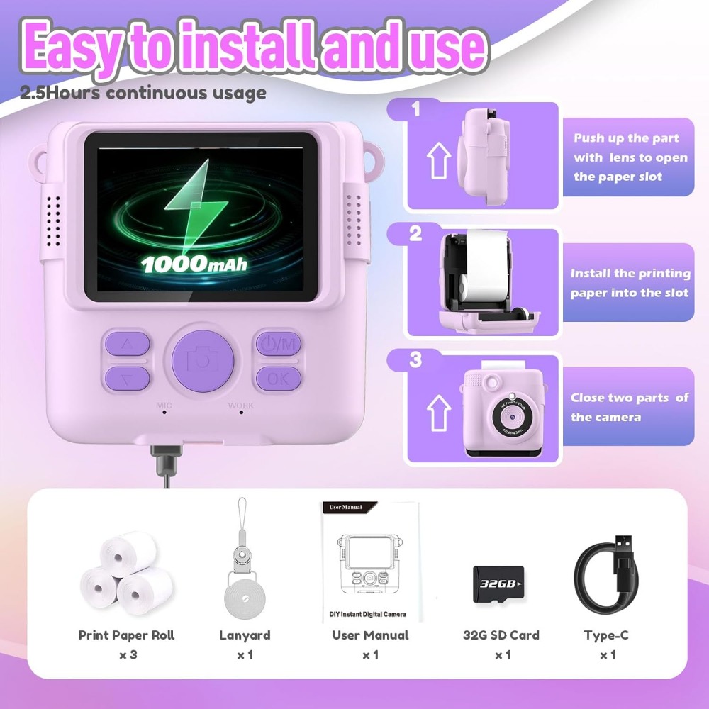Instant Print Camera for Kids, - Toys For Kids Video review and price