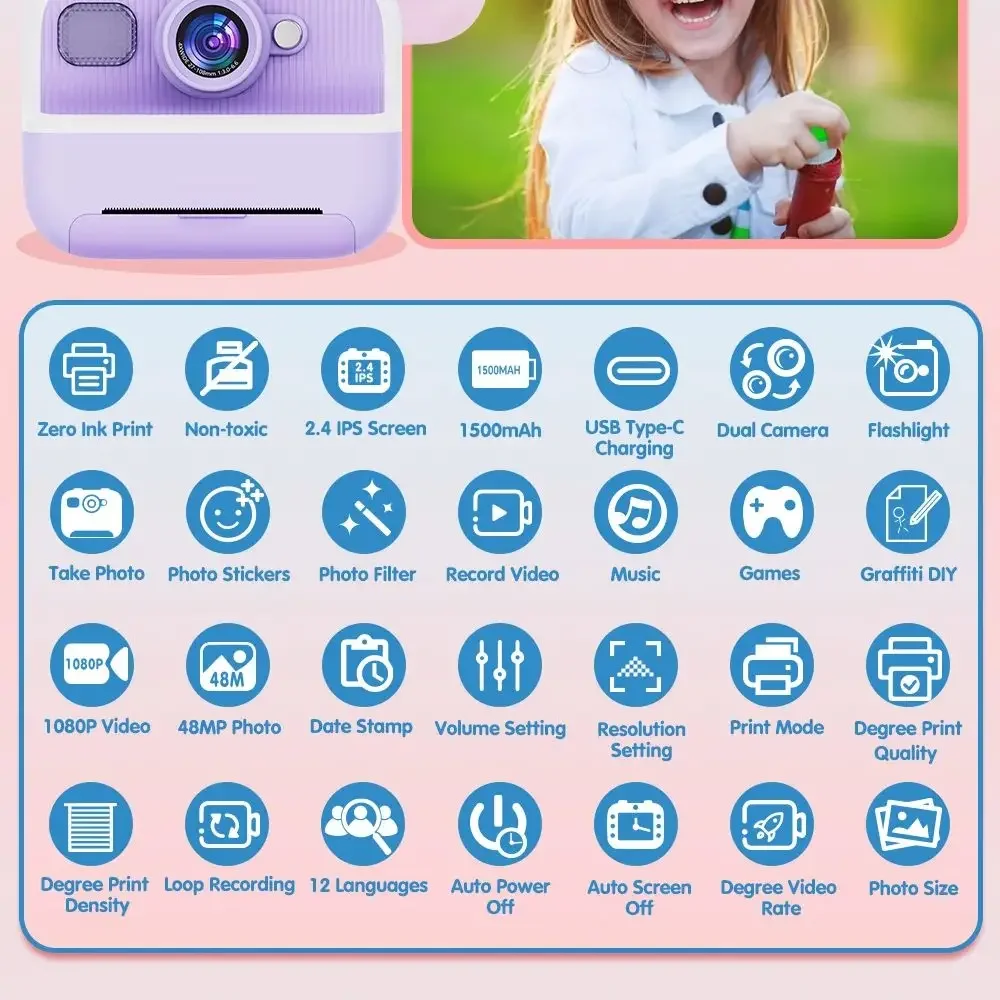 Kids Mini Instant Print Camera - Toys For Kids Video review and price